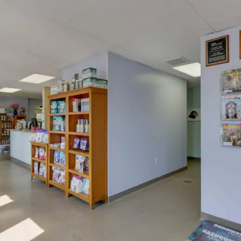 Owl Creek Veterinary Hospital's Pet Products to Purchase in the waiting room